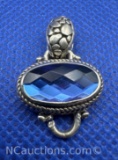 Sterling Silver Blue Aquarium Pendant 4 Grams