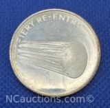 Mans Greatest Adventure Project Apollo Fiery Re-Entry 90% Silver Coin 14 Grams