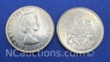 1957 and 1963 Canadian 50 Cent 80% Silver Coins 23 Grams