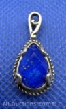 Sterling Silver Blue Aquarium Pendant 3 Grams