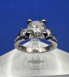 Sterling Silver Brilliant Round Cut Diamond Ring 3 Grams Size 6.5