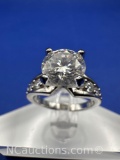 Preveli Sterling Silver Brilliant Round Cut Diamond Ring
