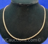 Sterling Silver Twist Rope Necklace 7 grams