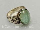 925 Sterling silver aquamarine ring 10 grams Sz.11