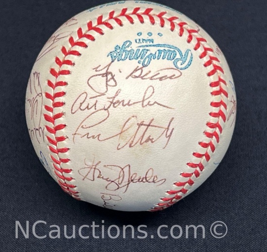 Signed 1977 Yankees Team baseball Yogi Berra Paul Blair etc. COA