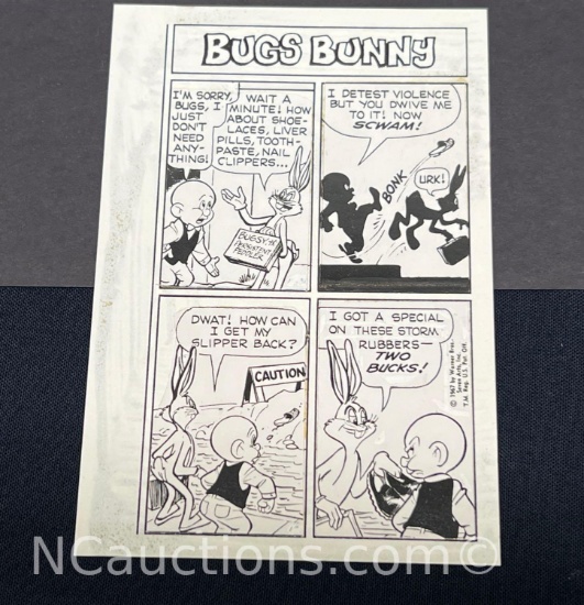 5x3 inches 1967 Topps bugs Bunny original art board #15 with COA