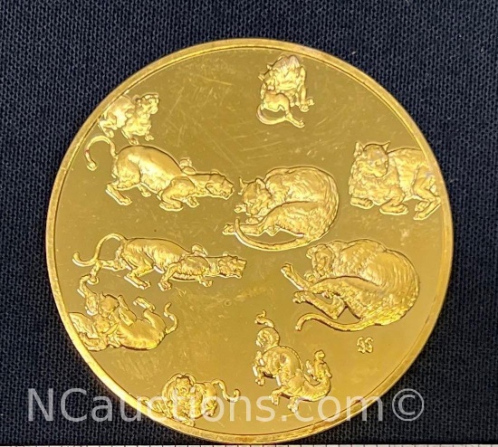 Sterling silver 925 medal 66 grams Franklin Mint Studies and positions of cats