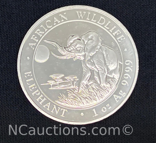 1 oz .999 silver coin 31 grams Republic African Wildlife Elephant