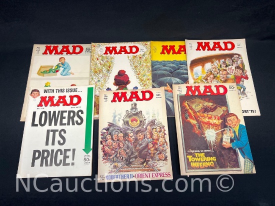 Seven vintage Mad magazines 1970s Godfather 2 towering inferno etc.
