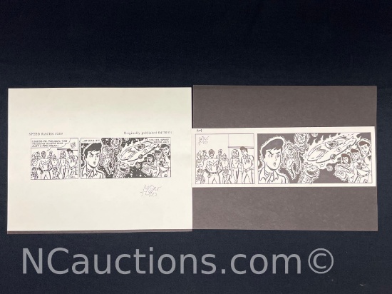 Two vintage Comic strip prints 9x11in 4x11in signature says Mort Todd