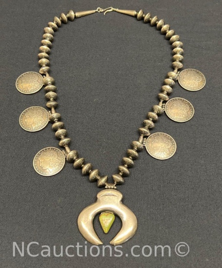 Sterling silver 925 necklace 521 grams Morgan dollars 1921