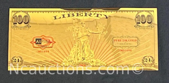 2021 Aurum 1/10th gram 24K gold note walking liberty