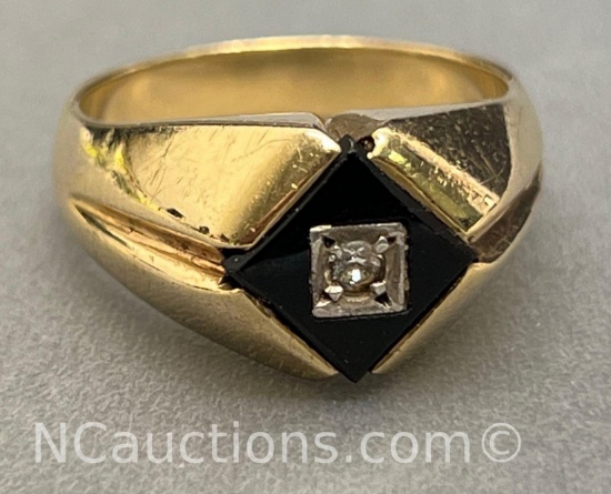 10k Gold Diamond Signet Ring 8.1 grams Signed RSF
