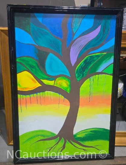 Framed Abstract Painting Tree of Life Location El Cajon