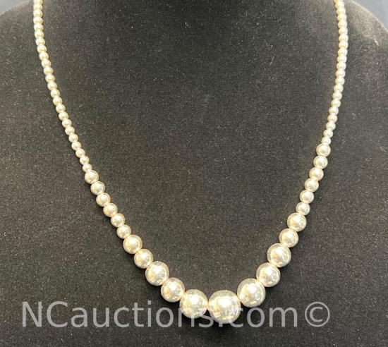 Sterling silver 925 Beaded necklace 20 grams Signed FAS