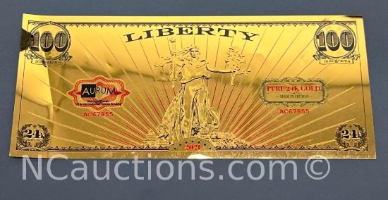 2021 Aurum 1/10 gram Saint-Gaudens Lady Liberty 24K gold note