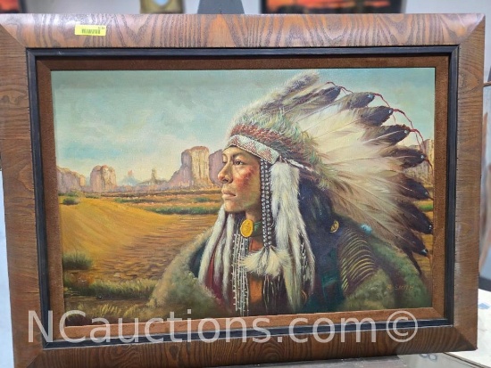 R Smith original Painting Indian Chief Location El Cajon