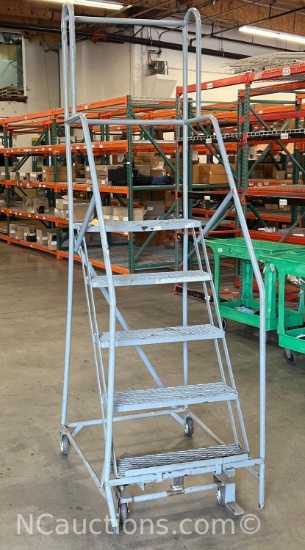 5 step rolling metal safety ladder Uline