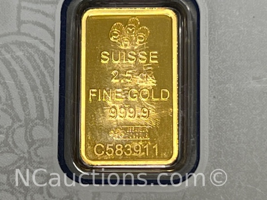 Suisse PAMP 99.9 Gold bar 2.5 grams