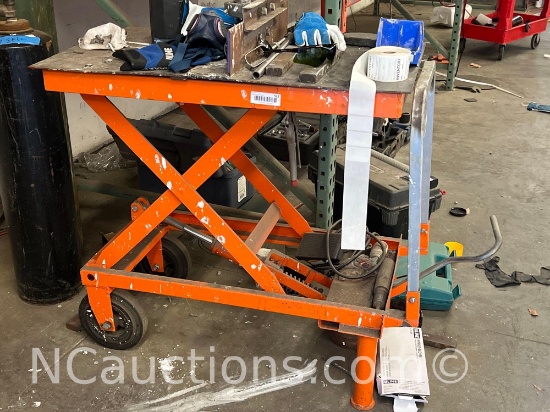 Hydraulic lift table work cart contents not included