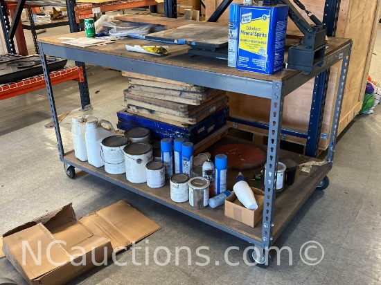 Large commercial rolling work cart contents not included