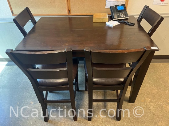 Dark wood counter-height dining set with chairs 36x54x36 inches tall