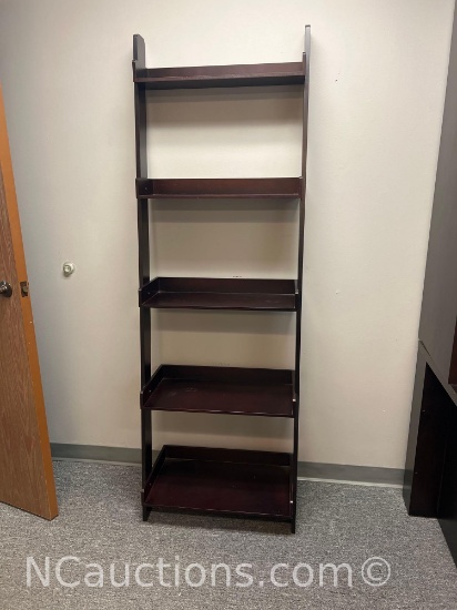 Dark wood Pottery Barn Studio ladder shelf