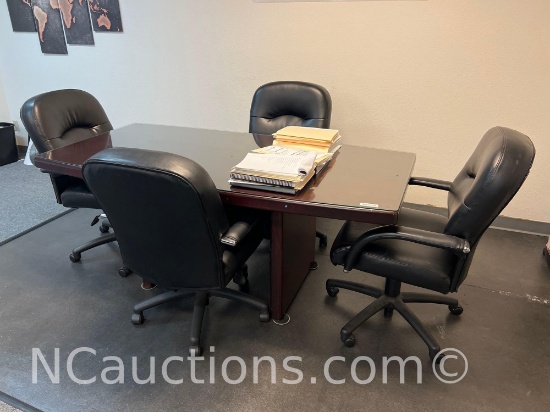 Executive table with four chairs glass top
