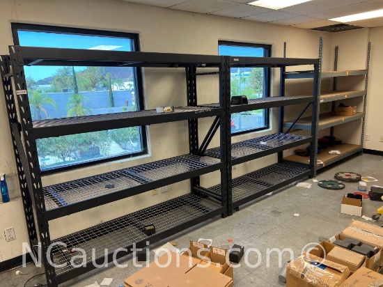 Three Heavy duty commercial storage racking contents not included