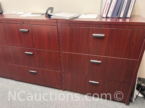 Two wooden filing cabinets