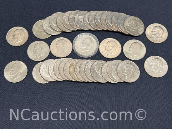 Estimated Thirty Eight 1970s Eisenhower Dollar Coins