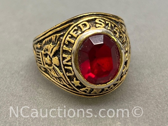 United States Army ring Gold tone 13 grams Signed ETA