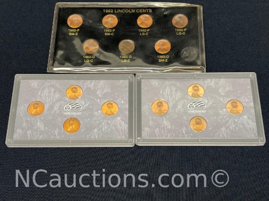 7 coin 1982 Lincoln Cent variety set 2009 Lincoln Cent mint