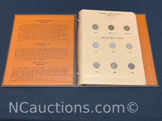 Vintage Flying Eagle cents and Indian head cents collection Dansco slipcase