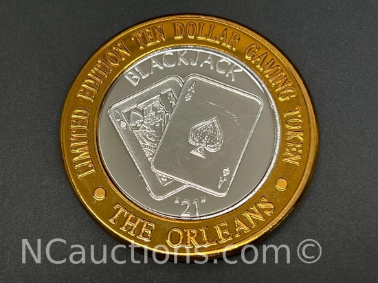 Ten Dollar .999 Silver Gaming token 37 grams The Orleans