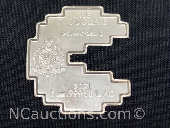 1 Troy ounce .999 Silver coin 31 grams Pac-Man