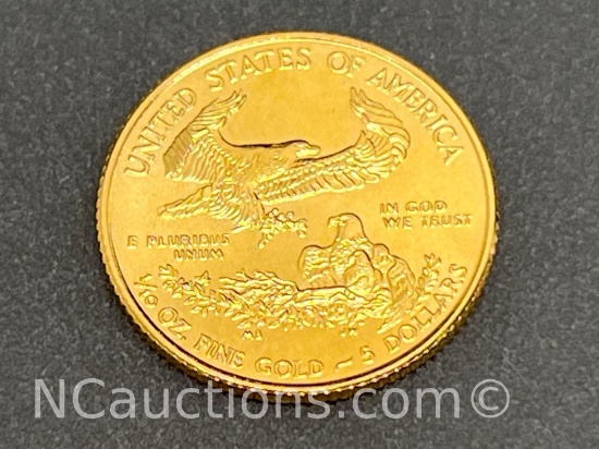 1/10 oz American 999.9 Gold Eagle coin 3.4 grams