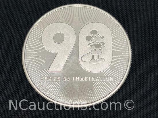 1 Troy ounce .999 Silver coin 31 grams 90 Years of imagination