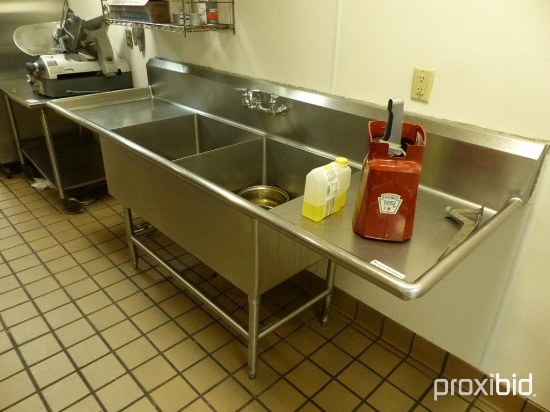 Stainless Steel Double Pot Sink, 96"W x 30"D x 44"H