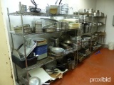 Shelving with Contents, Includes Pots, Pans, Trays, Skillets