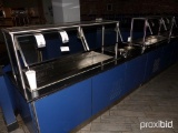15.5 ft Salad Bar Serving Station with Soup Staion and Plate Dispensers, (2) 4.5 ft Wells