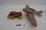 Metal Airplane & Plastic windup bulldozer