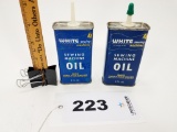 White Sewing Machine Oil Can Lot Of 2