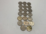 20 Kennedy Half Dollars 1966-1980