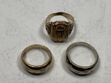 1954 Class Ring & 2 Rings W/ Star Indentations