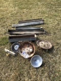 Chicken Equipment Lot With Galvanized Feeders And