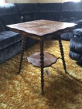 Antique Wooden Table With Glass Ball Feet