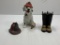 Assortment of Fireman’s Statues. Dalmation fire dog, fireman’s hat and fireman boots.