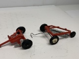 Vintage Cast Hay Rake, and Sickle Bar Mower missing the bar, 1/32 Scale