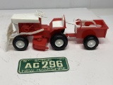 Gay Toys Inc Lawn Mower, Trailer, two bottom plow, and snow blade, 1/32 Scale
